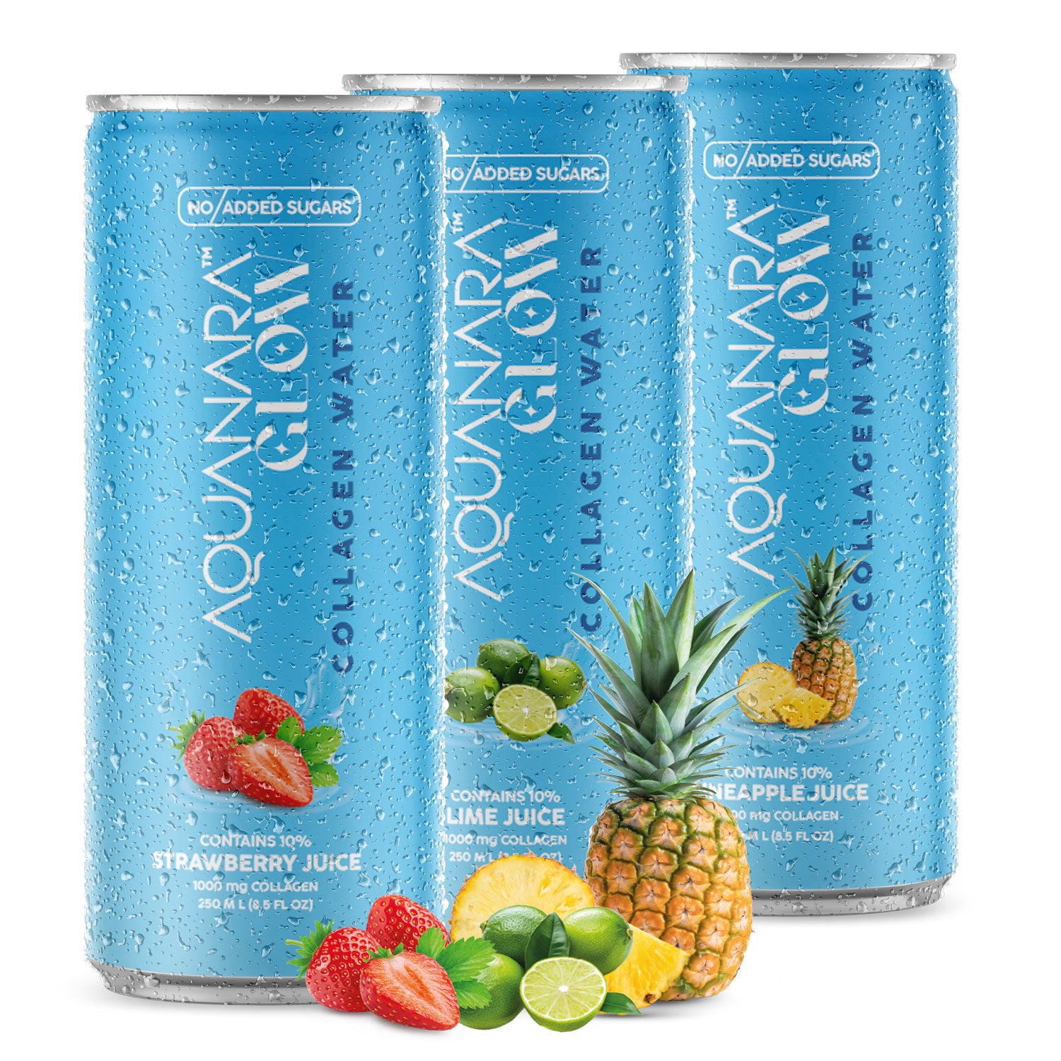 AQUANARA GLOW Collagen Water - Lime (12 Pack). 8.5 FL OZ