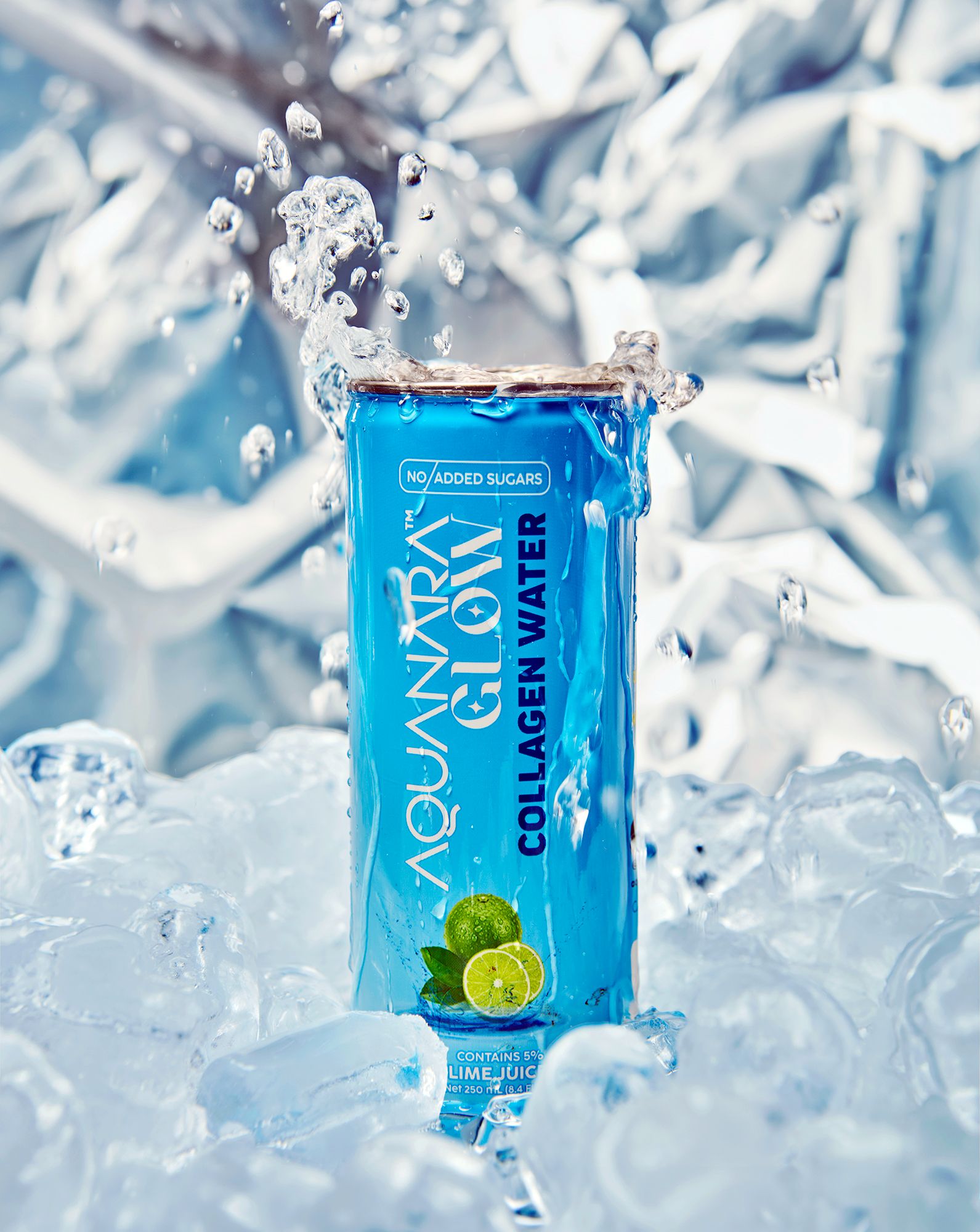 AQUANARA GLOW Collagen Water - Lime (12 Pack). 8.5 FL OZ