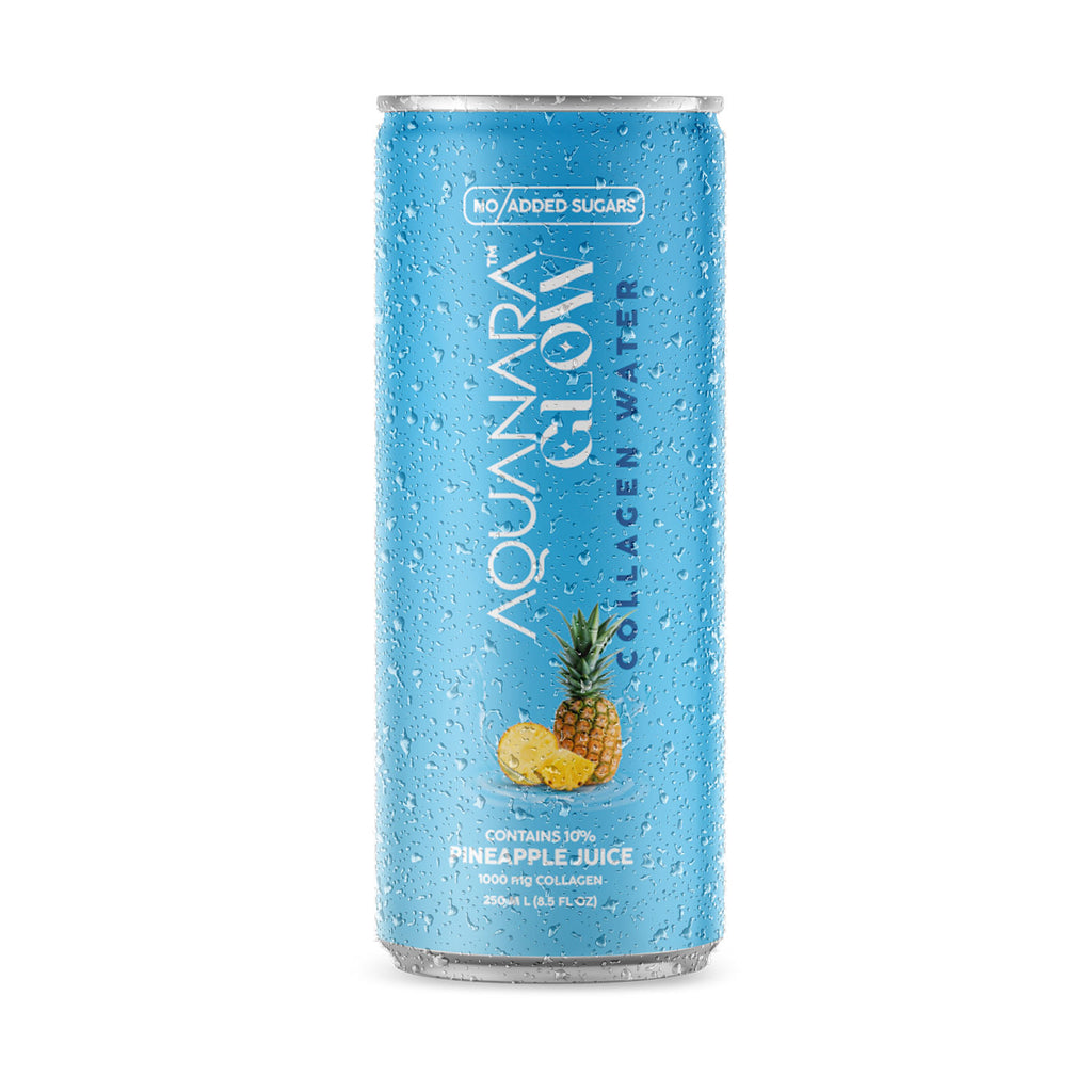 AQUANARA GLOW Collagen Water - Pineapple (12 Pack). 8.5 FL OZ