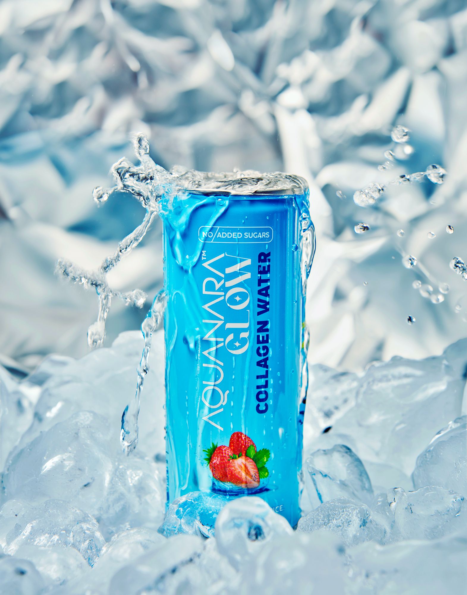 AQUANARA GLOW Collagen Water - Strawberry (12 Pack). 8.5 FL OZ