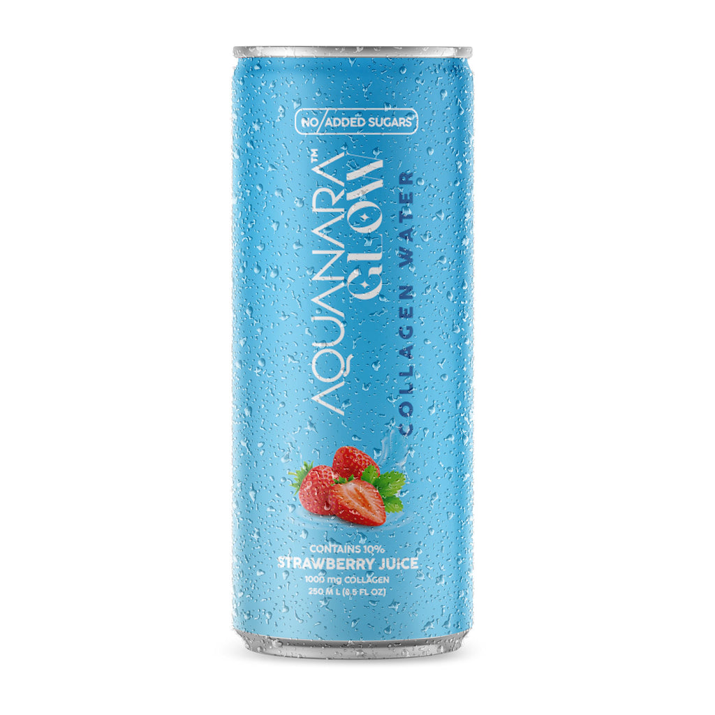 AQUANARA GLOW Collagen Water - Strawberry (12 Pack). 8.5 FL OZ