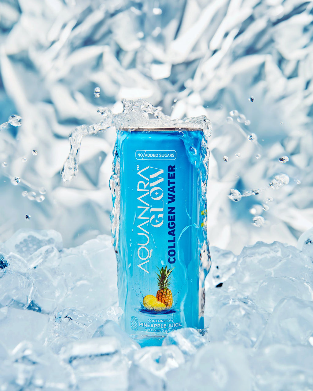 AQUANARA GLOW Collagen Water - Pineapple (12 Pack). 8.5 FL OZ
