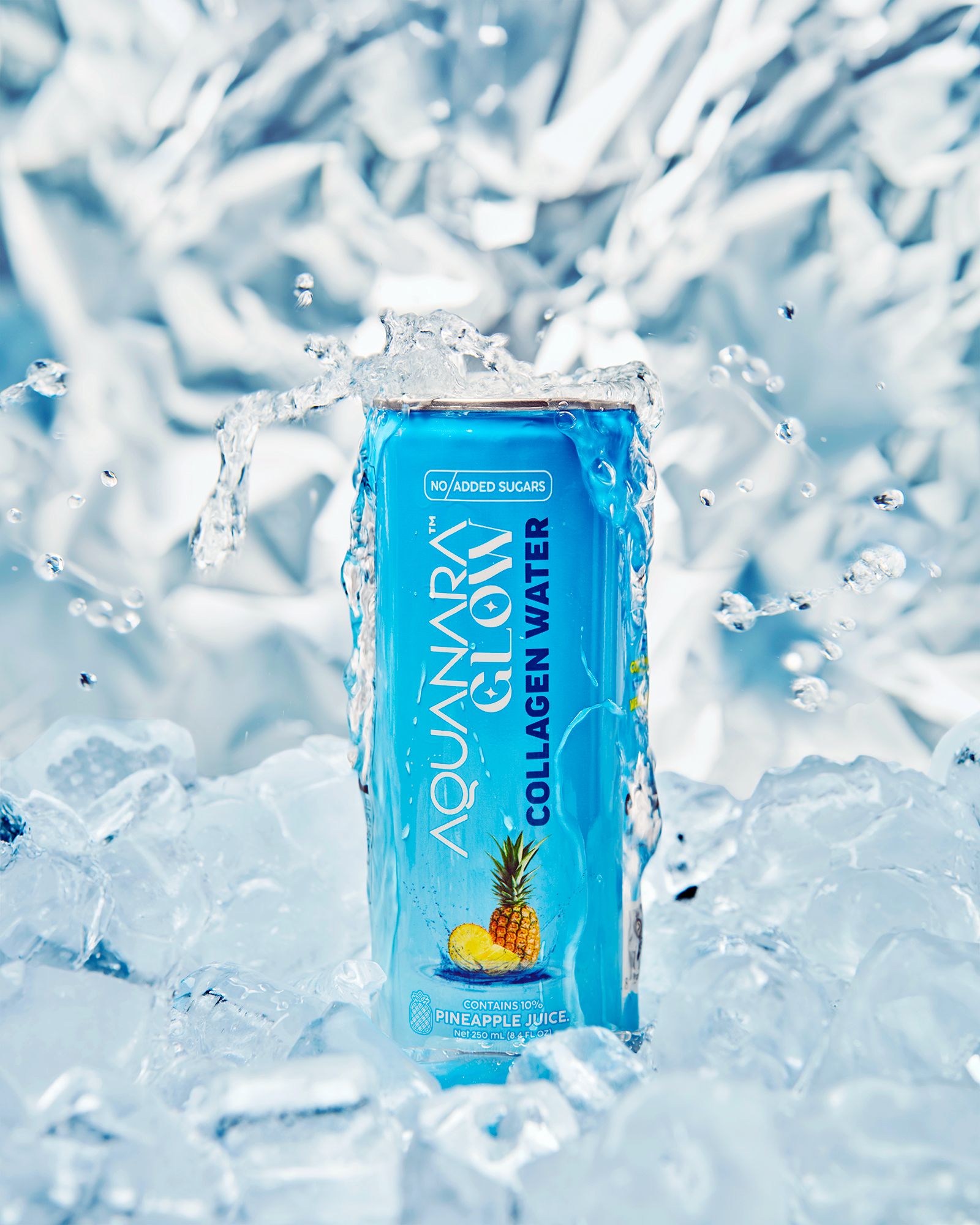 AQUANARA GLOW Collagen Water - Pineapple (12 Pack). 8.5 FL OZ